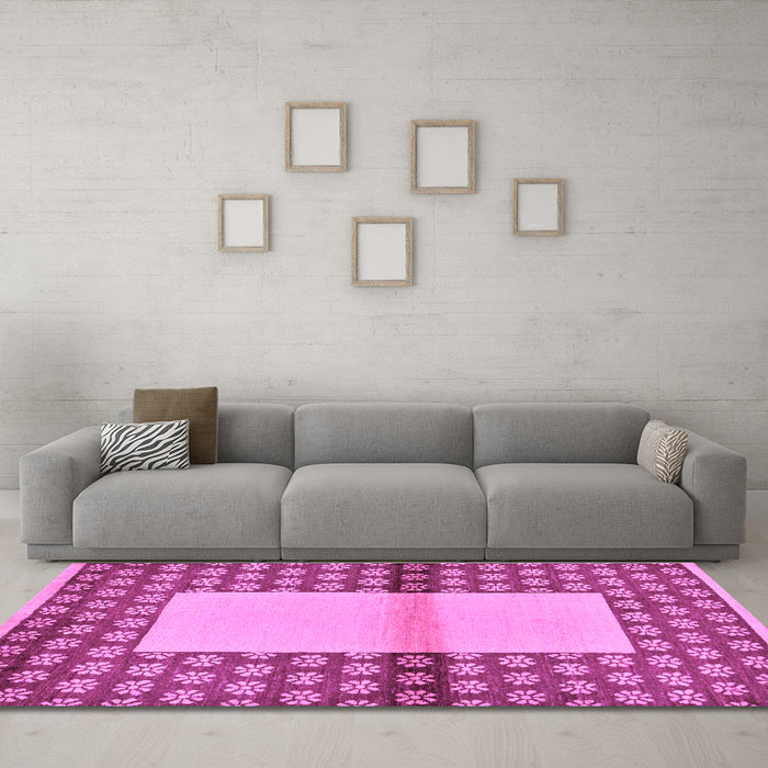 Machine Washable Abstract Purple Modern Area Rugs in a Living Room, wshabs161pur