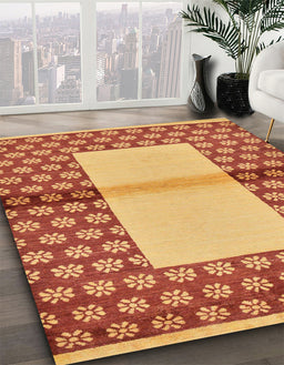 Machine Washable Abstract Orange Rug in a Family Room, wshabs161