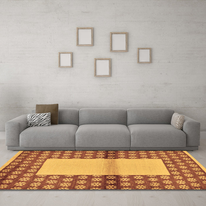 Machine Washable Abstract Brown Modern Rug in a Living Room,, wshabs161brn