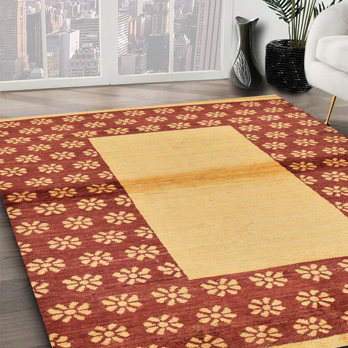 Abstract Orange Modern Rug in Family Room, abs161
