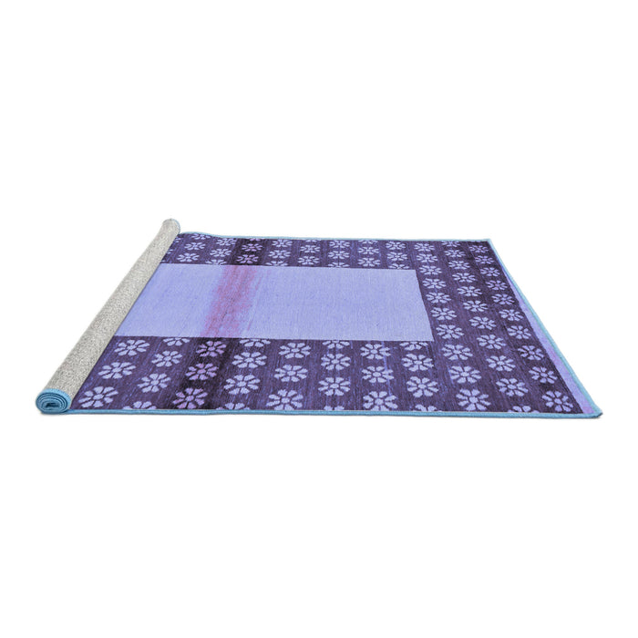 Sideview of Machine Washable Abstract Blue Modern Rug, wshabs161blu