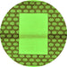 Round Machine Washable Abstract Green Modern Area Rugs, wshabs161grn