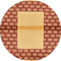 Round Machine Washable Abstract Orange Rug, wshabs161