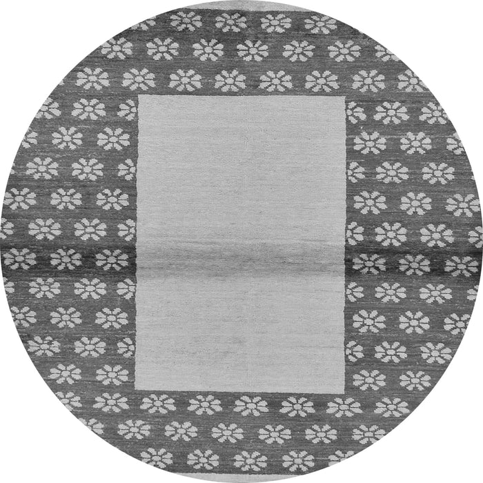 Round Machine Washable Abstract Gray Modern Rug, wshabs161gry