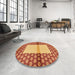 Round Abstract Orange Modern Rug in a Office, abs161