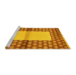 Sideview of Machine Washable Abstract Yellow Modern Rug, wshabs161yw