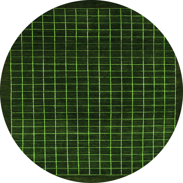 Round Machine Washable Abstract Green Modern Area Rugs, wshabs1620grn