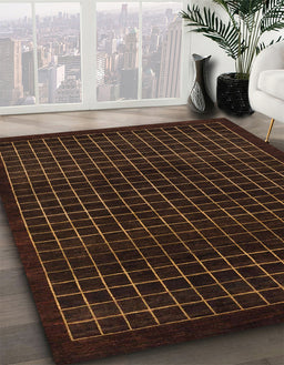 Abstract Reddish Brown Modern Rug in Family Room, abs1620