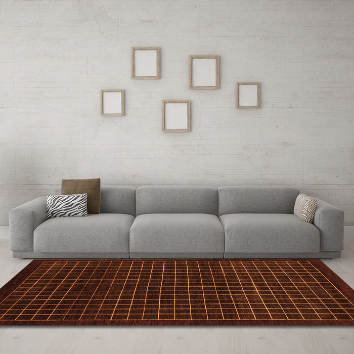 Machine Washable Abstract Orange Modern Area Rugs in a Living Room, wshabs1620org