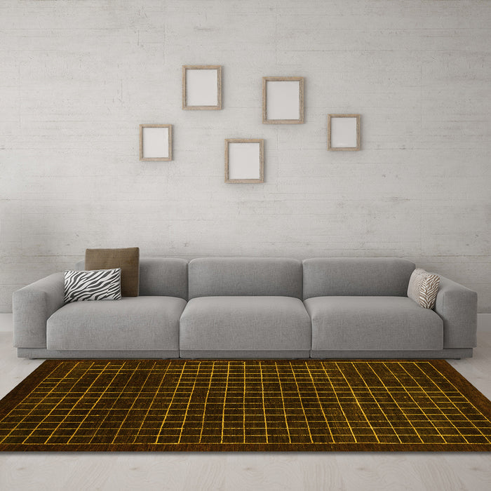 Machine Washable Abstract Yellow Modern Rug in a Living Room, wshabs1620yw