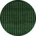 Round Machine Washable Abstract Emerald Green Modern Area Rugs, wshabs1620emgrn