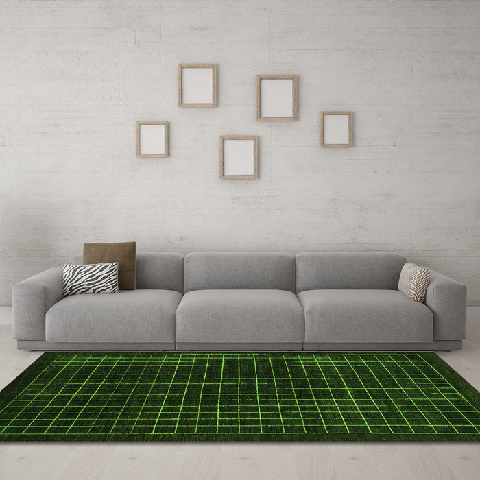 Machine Washable Abstract Green Modern Area Rugs in a Living Room,, wshabs1620grn