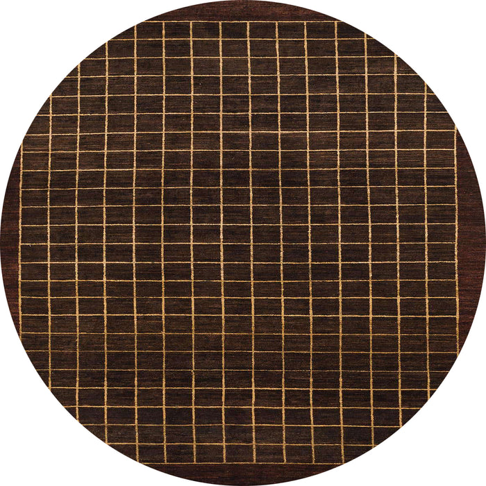 Round Abstract Reddish Brown Modern Rug, abs1620