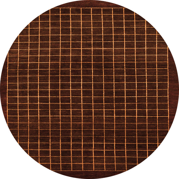 Round Machine Washable Abstract Orange Modern Area Rugs, wshabs1620org