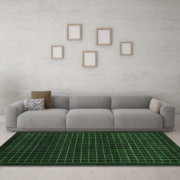 Machine Washable Abstract Emerald Green Modern Area Rugs in a Living Room,, wshabs1620emgrn