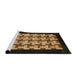 Sideview of Machine Washable Abstract Cinnamon Brown Rug, wshabs1621