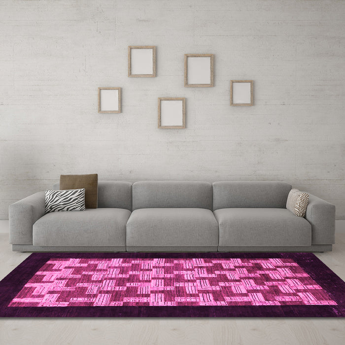 Machine Washable Abstract Pink Modern Rug in a Living Room, wshabs1621pnk