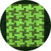 Round Machine Washable Abstract Green Modern Area Rugs, wshabs1621grn