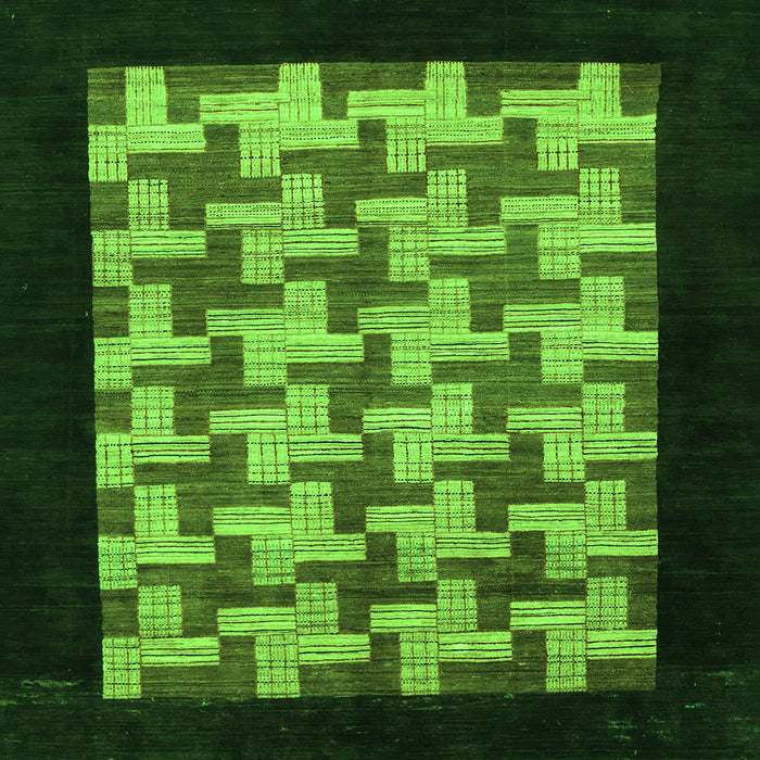 Square Abstract Green Modern Rug, abs1621grn