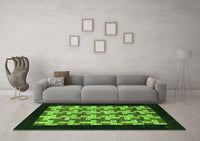 Machine Washable Abstract Green Modern Rug, wshabs1621grn