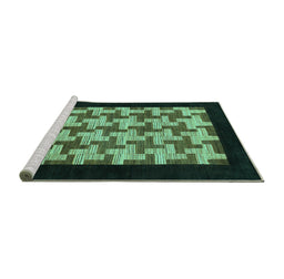 Sideview of Machine Washable Abstract Turquoise Modern Area Rugs, wshabs1621turq