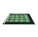 Sideview of Machine Washable Abstract Turquoise Modern Area Rugs, wshabs1621turq