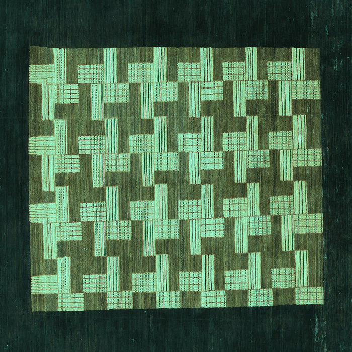 Square Abstract Turquoise Modern Rug, abs1621turq