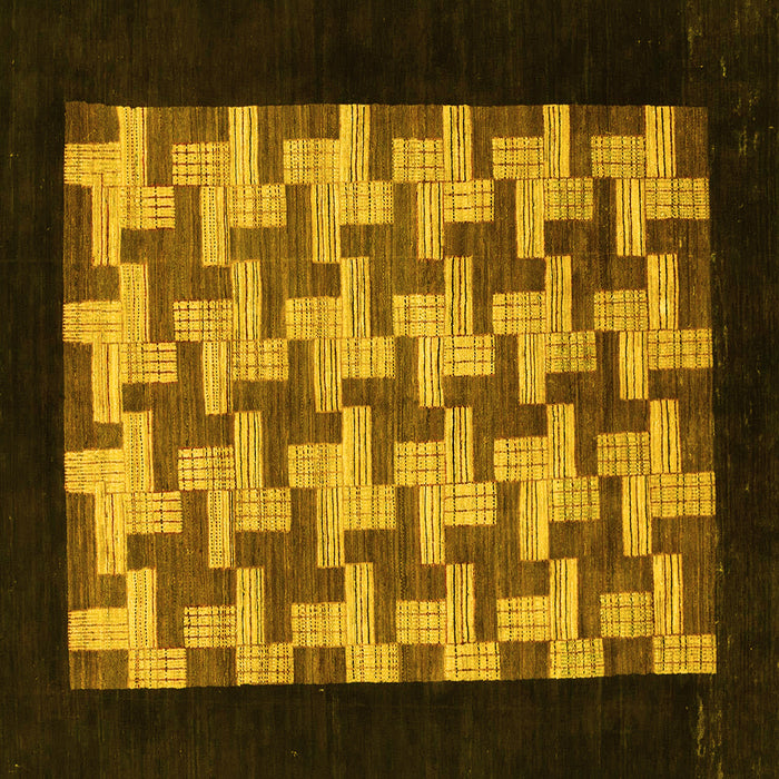 Square Machine Washable Abstract Yellow Modern Rug, wshabs1621yw