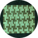 Round Machine Washable Abstract Turquoise Modern Area Rugs, wshabs1621turq