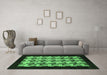 Machine Washable Abstract Emerald Green Modern Area Rugs in a Living Room,, wshabs1621emgrn