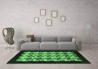 Machine Washable Abstract Emerald Green Modern Rug, wshabs1621emgrn