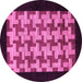 Round Machine Washable Abstract Pink Modern Rug, wshabs1621pnk