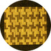 Round Abstract Yellow Modern Rug, abs1621yw