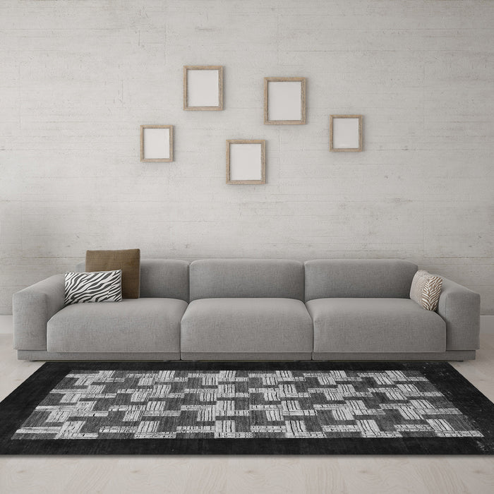 Machine Washable Abstract Gray Modern Rug in a Living Room,, wshabs1621gry