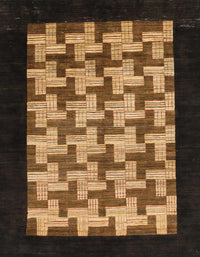 Machine Washable Abstract Cinnamon Brown Rug, wshabs1621