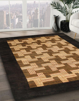 Machine Washable Abstract Cinnamon Brown Rug in a Family Room, wshabs1621