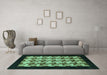 Machine Washable Abstract Turquoise Modern Area Rugs in a Living Room,, wshabs1621turq