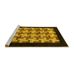 Sideview of Machine Washable Abstract Yellow Modern Rug, wshabs1621yw