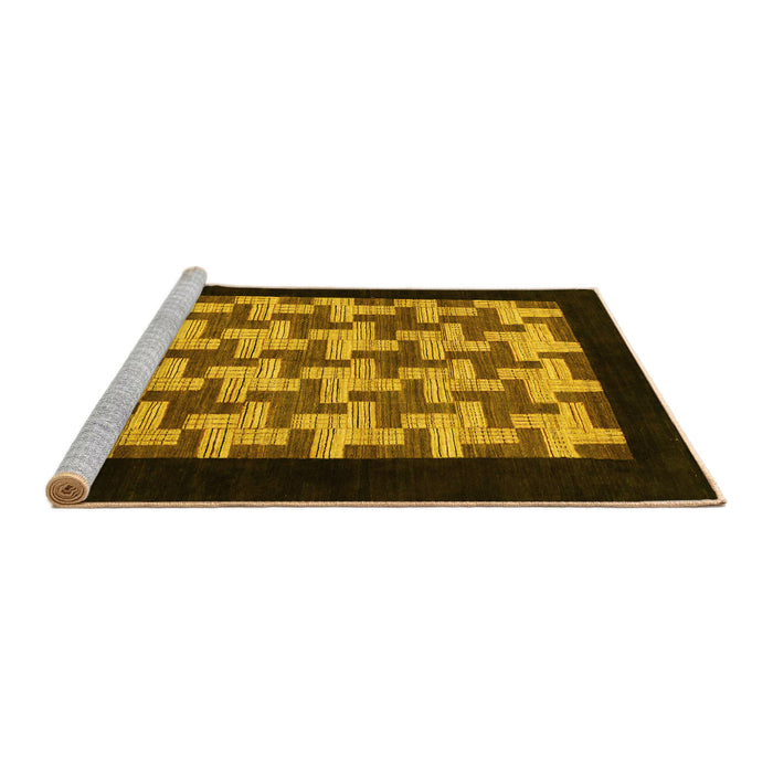 Sideview of Machine Washable Abstract Yellow Modern Rug, wshabs1621yw