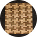 Round Machine Washable Abstract Cinnamon Brown Rug, wshabs1621