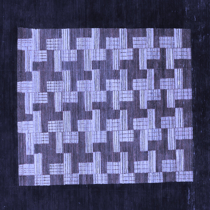 Square Abstract Blue Modern Rug, abs1621blu