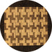 Round Abstract Brown Modern Rug, abs1621brn