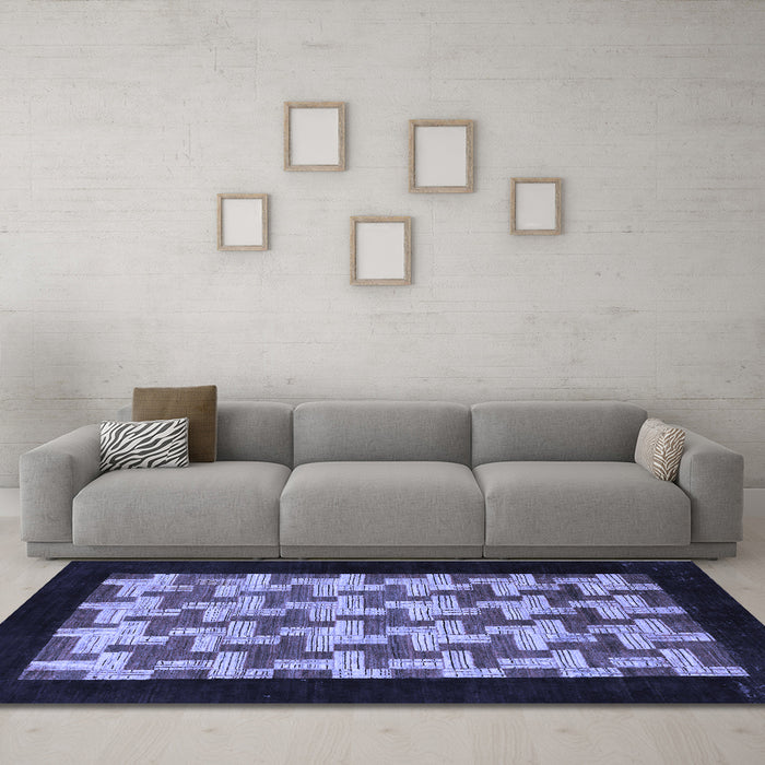 Machine Washable Abstract Blue Modern Rug in a Living Room, wshabs1621blu