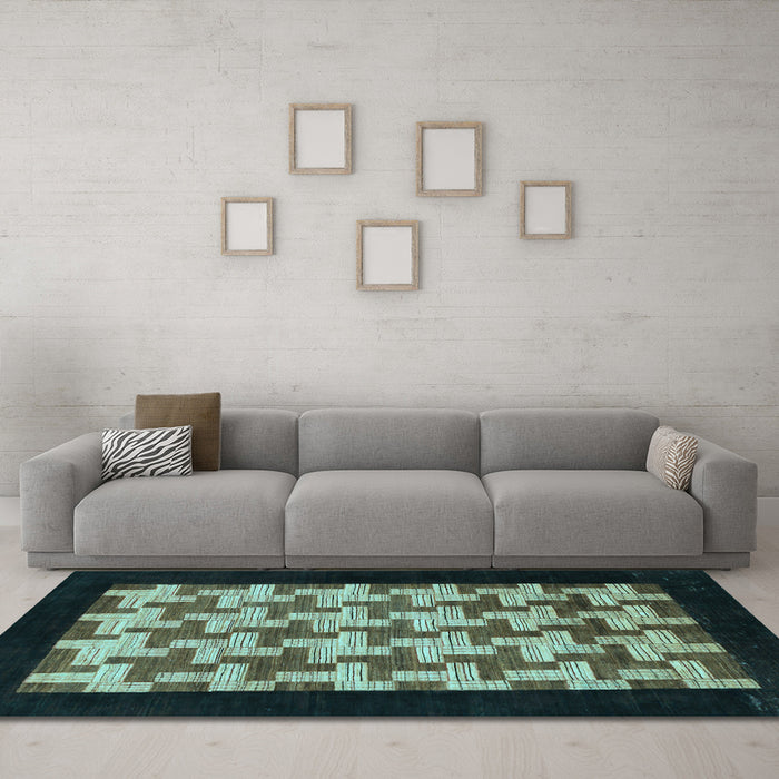 Machine Washable Abstract Light Blue Modern Rug in a Living Room, wshabs1621lblu