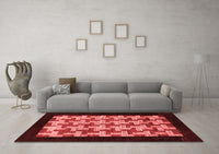 Machine Washable Abstract Red Modern Rug, wshabs1621red