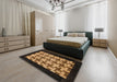 Abstract Cinnamon Brown Modern Rug in a Bedroom, abs1621