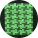 Round Machine Washable Abstract Emerald Green Modern Area Rugs, wshabs1621emgrn