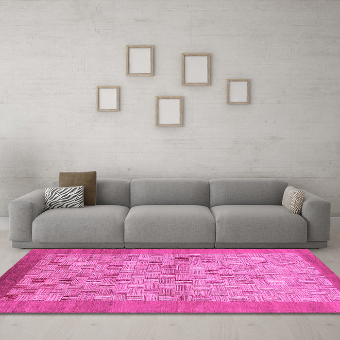 Machine Washable Abstract Pink Modern Rug in a Living Room, wshabs1622pnk