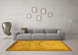 Machine Washable Abstract Yellow Modern Rug in a Living Room, wshabs1622yw