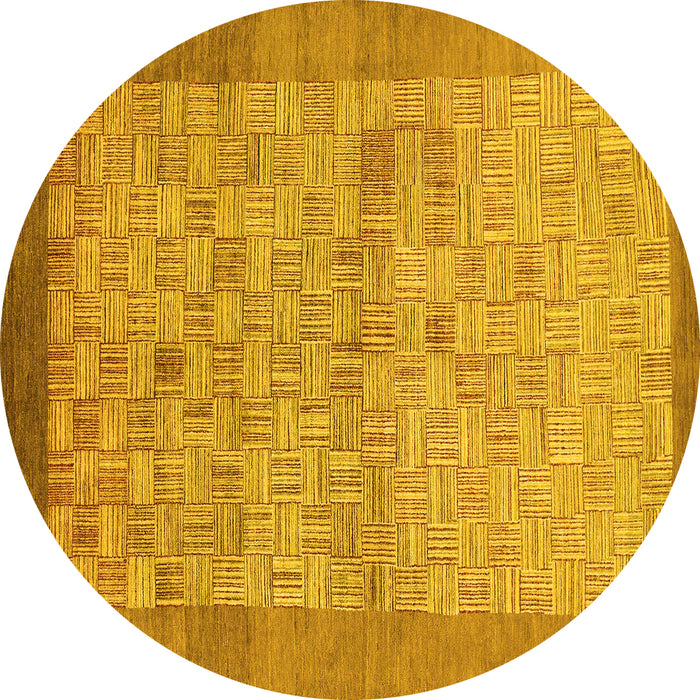 Round Abstract Yellow Modern Rug, abs1622yw